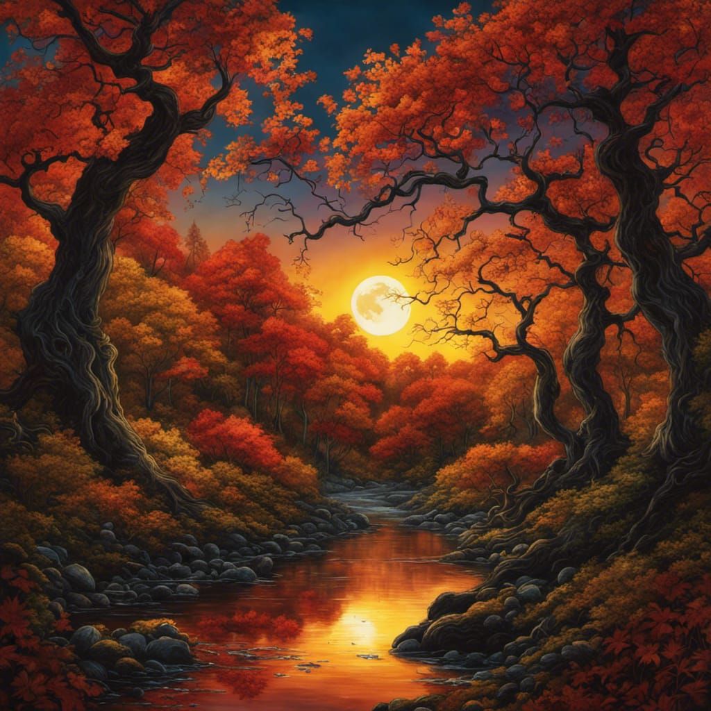 High Gothic Autumn Forest in Tim Burton Style