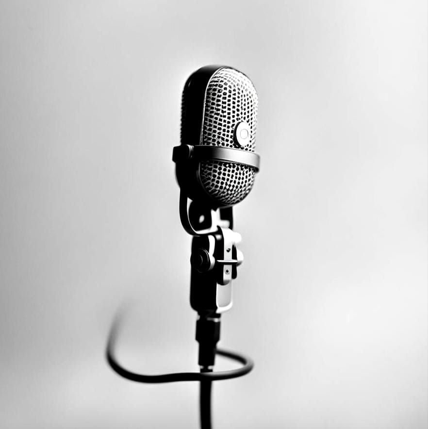 Vintage Microphone Spelling 'SONO' in Minimalist Style
