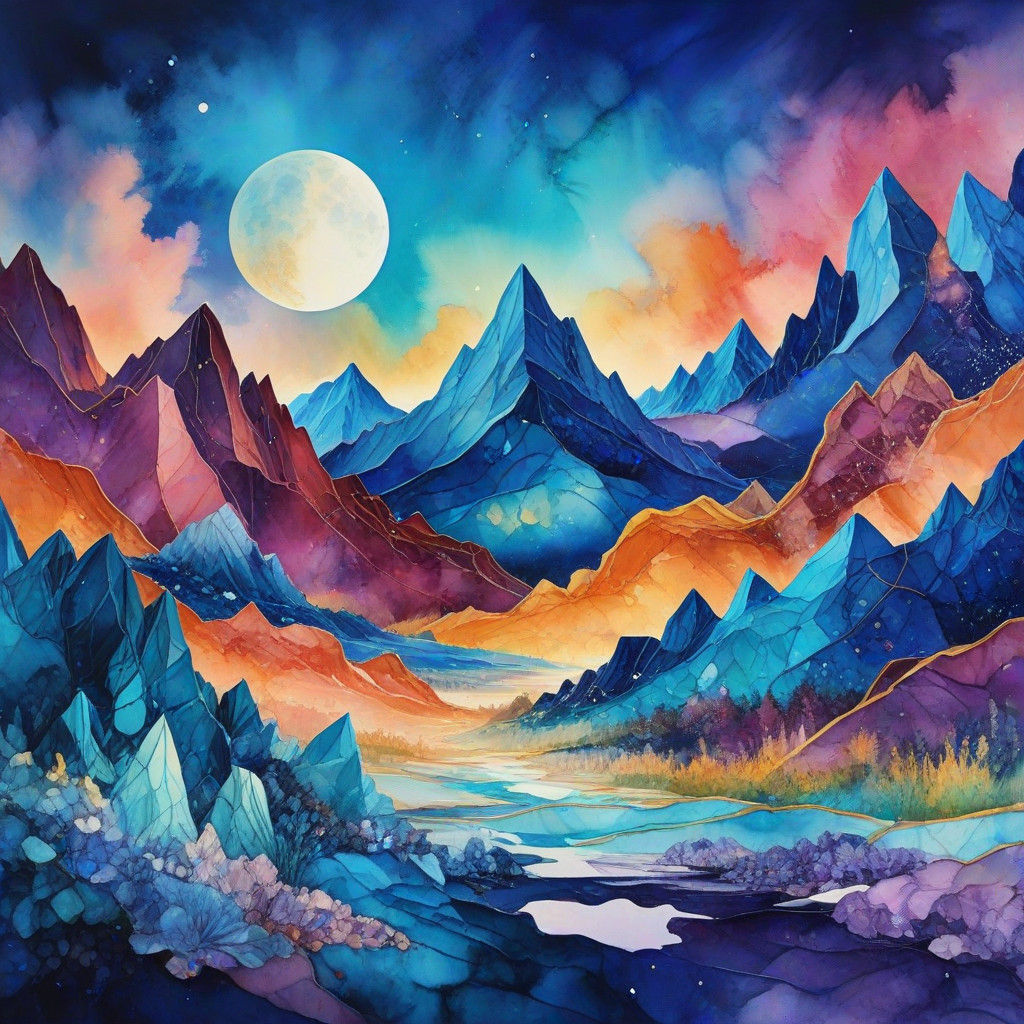 Surreal Gemstone Paradise Under Lapis Lazuli Skies with Vibr...