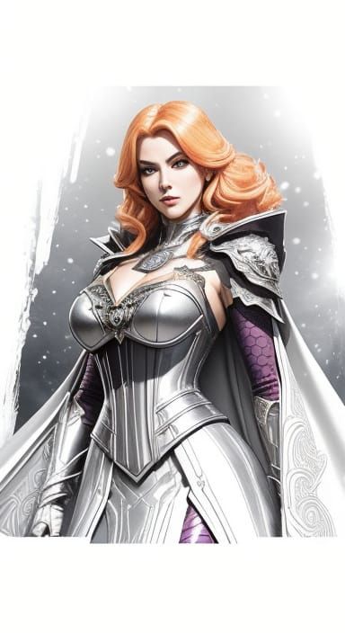 Futuristic Fantasy Superheroine in Golden Armor