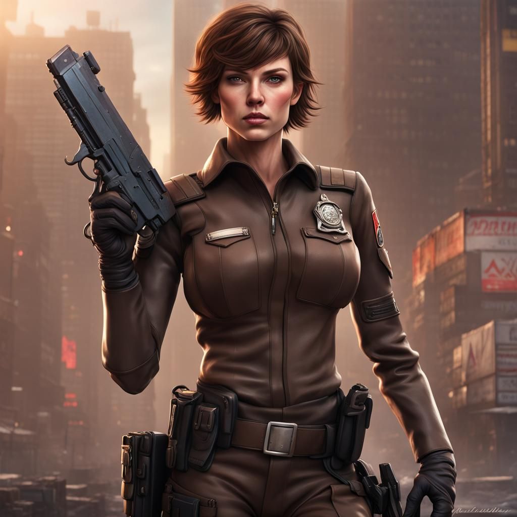 Futuristic Female Cop: Detailed Digital Art