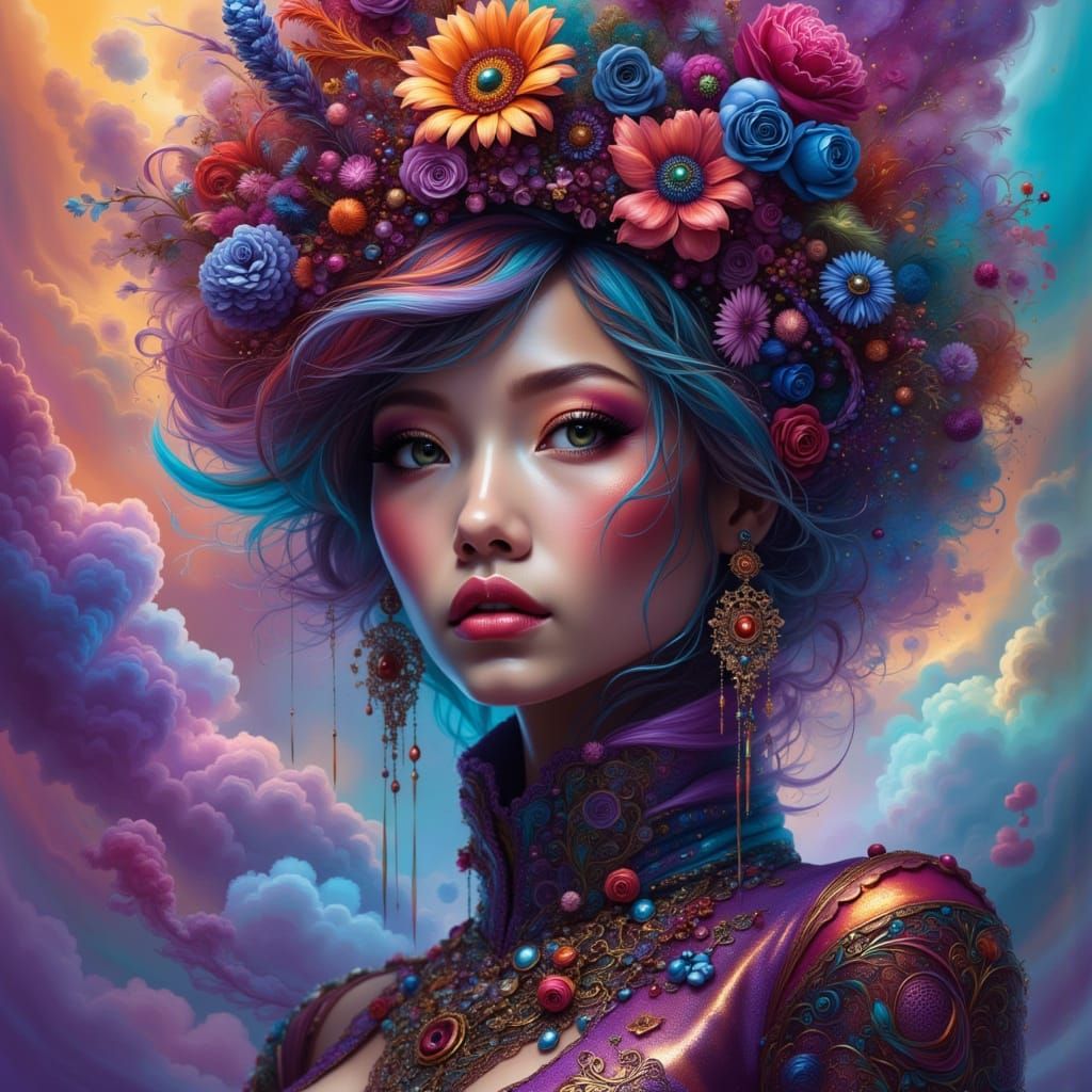 Surreal Hyperrealistic Portrait of a Futuristic Fashion Icon