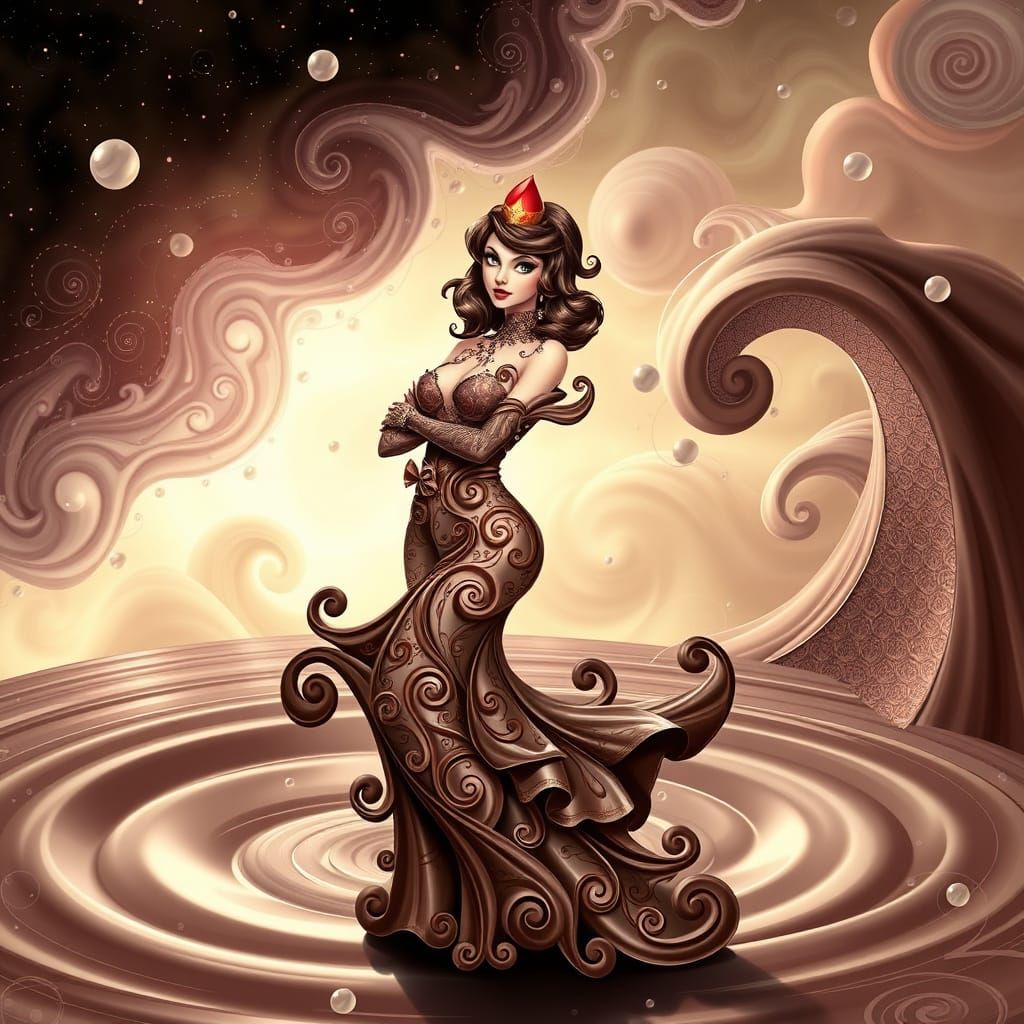 Chocolate Fairy Pin-Up in Abstract Vector Style