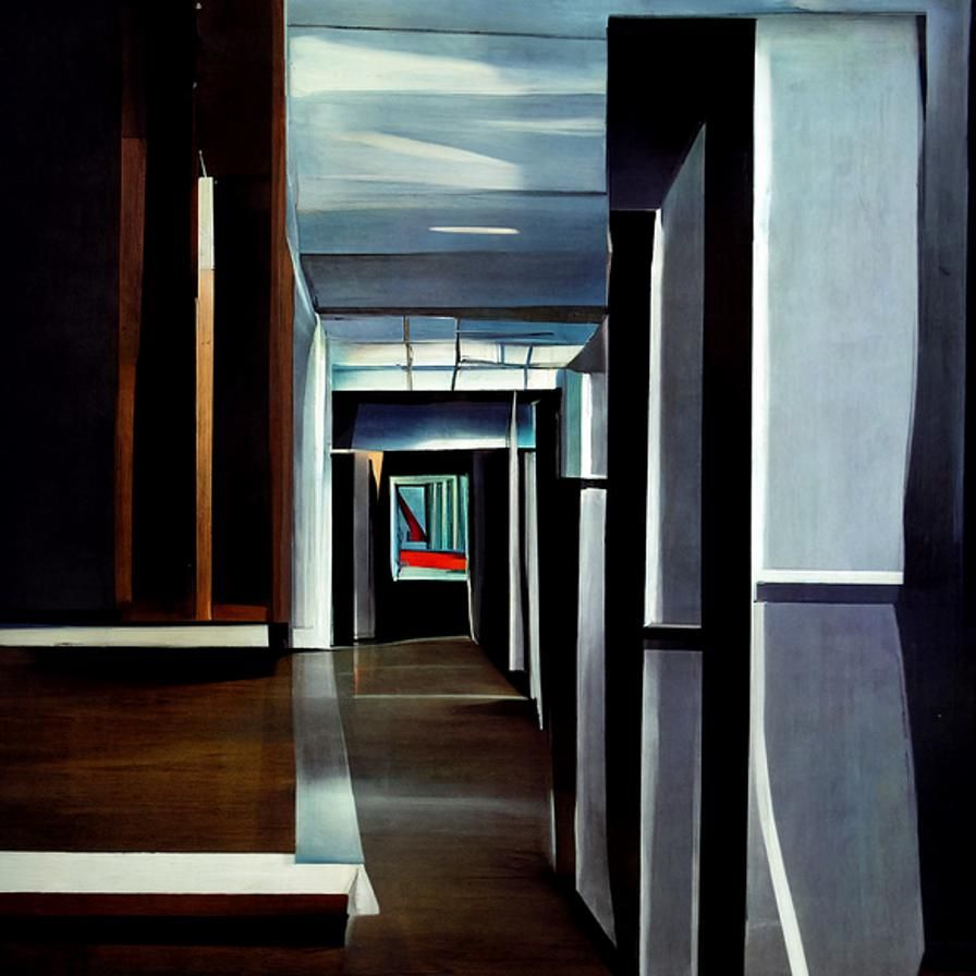 Backrooms Hallway in Geometric Abstract Style