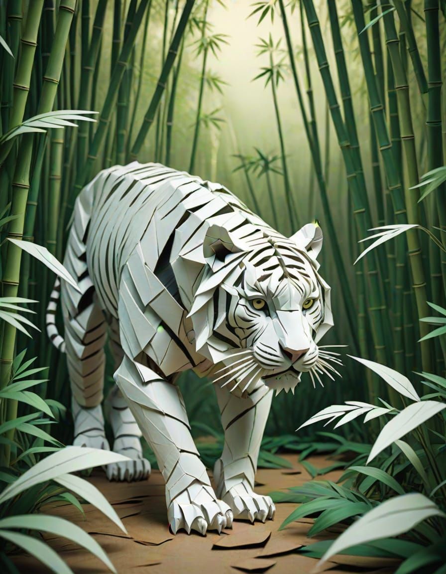 Paper Tiger in Bamboo Forest Digital Matte Painting