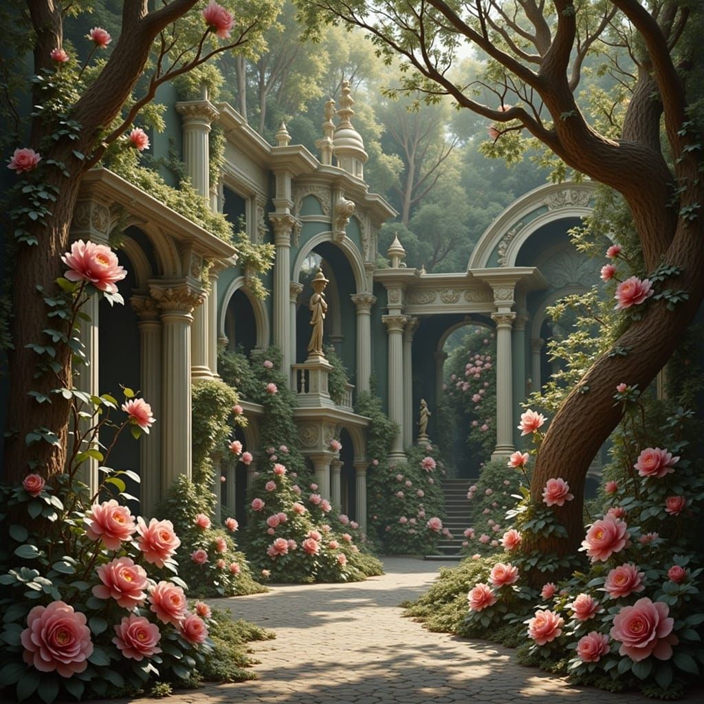 Machiavellian Garden of Grandeur Amidst Camellias and Aspen