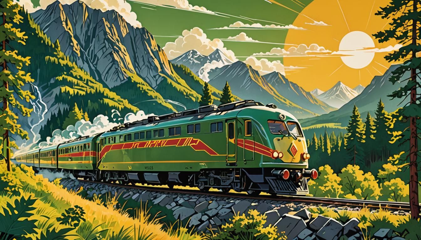 Atomic Train Speeding Through Soviet Landscape