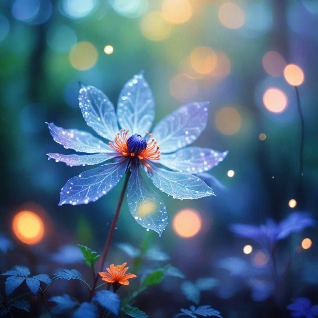 Ethereal Translucent Peace Flower in Forest Setting