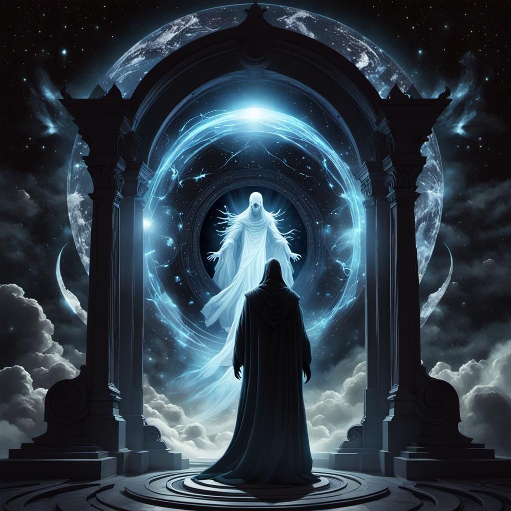 Demonic Figure Emerges from Mirror Portal