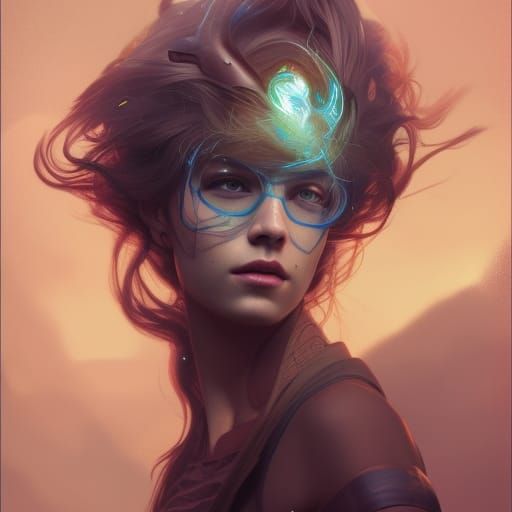 Detailed Thunder Weasel Portrait in Art Nouveau Style