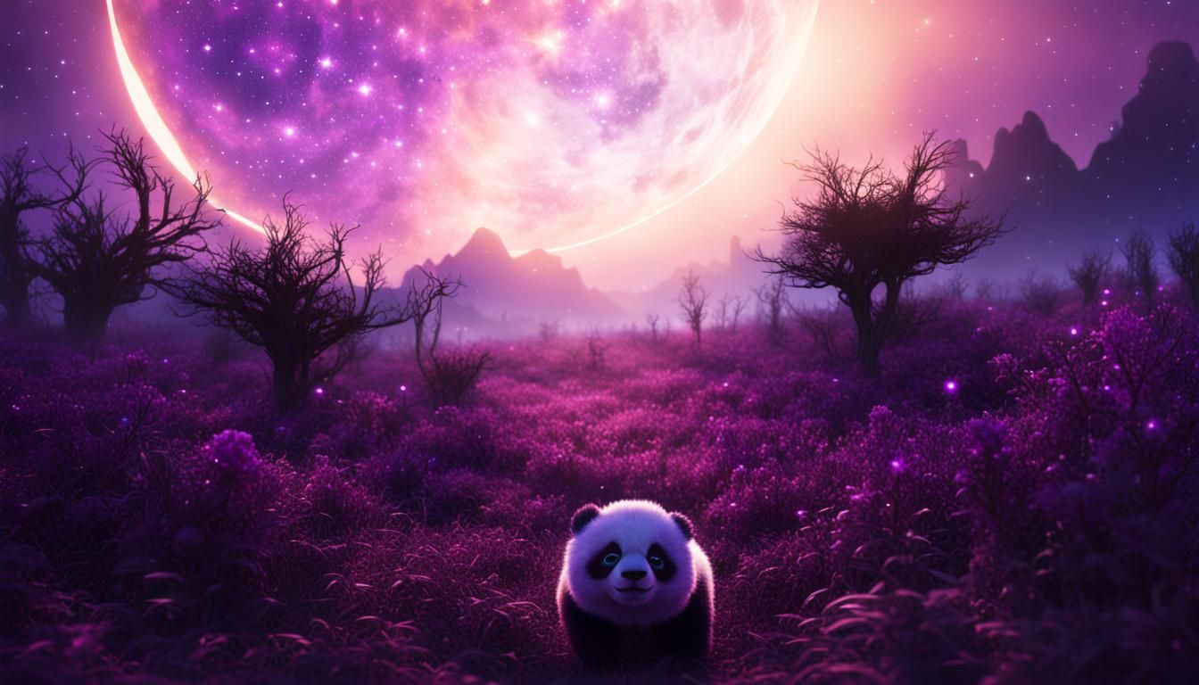 Ethereal Panda Silhouette in Cosmic Eclipse