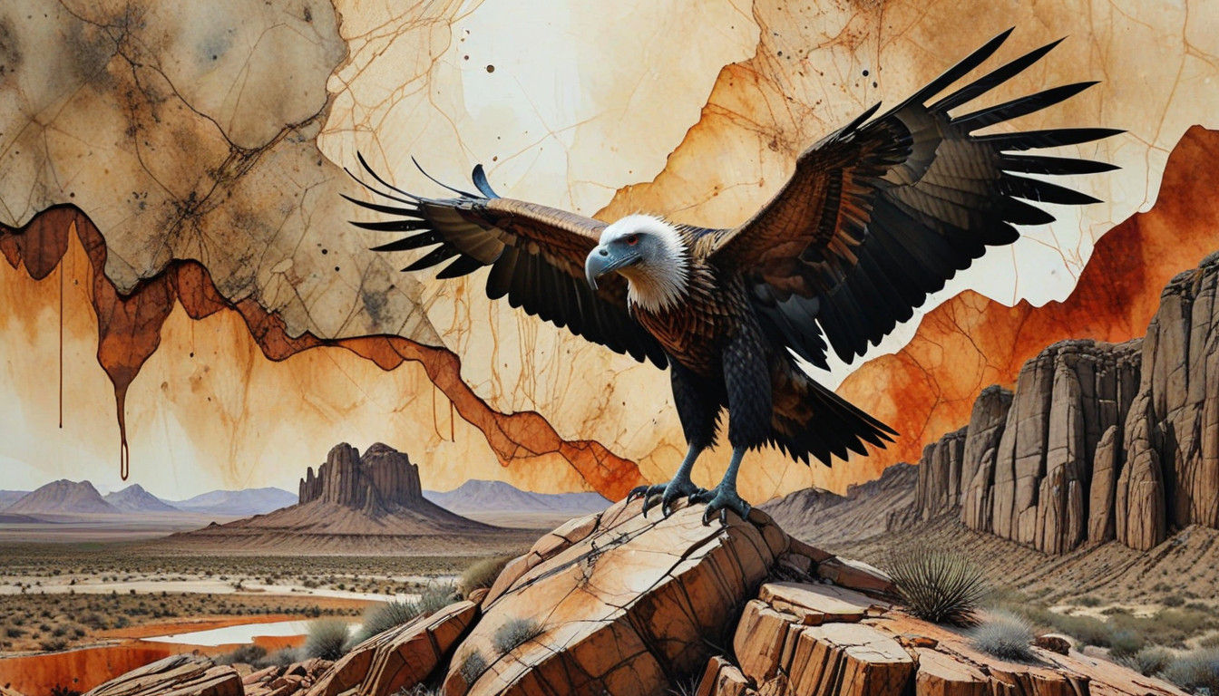 Ethereal Vulture Amidst Arizona Desert Landscapes