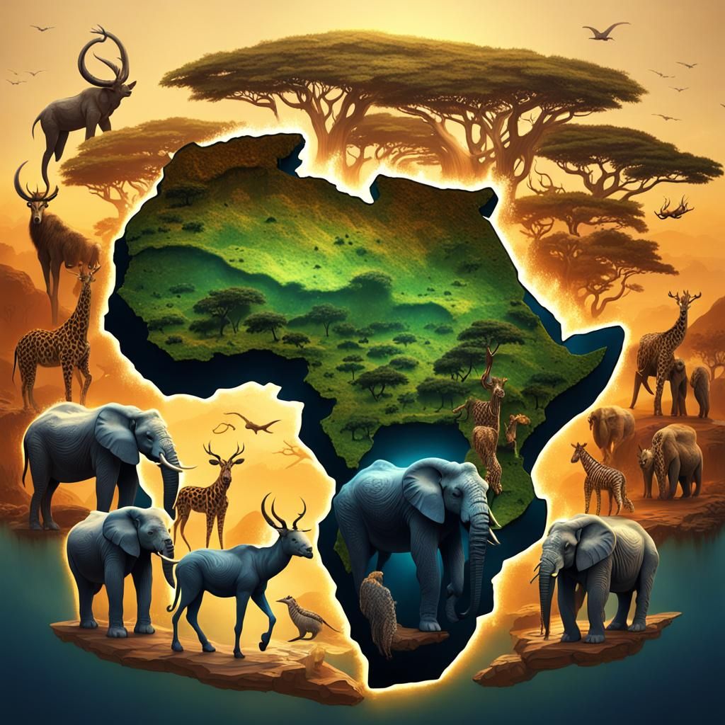 African Animals Form Continent: Fantasy Book Cover