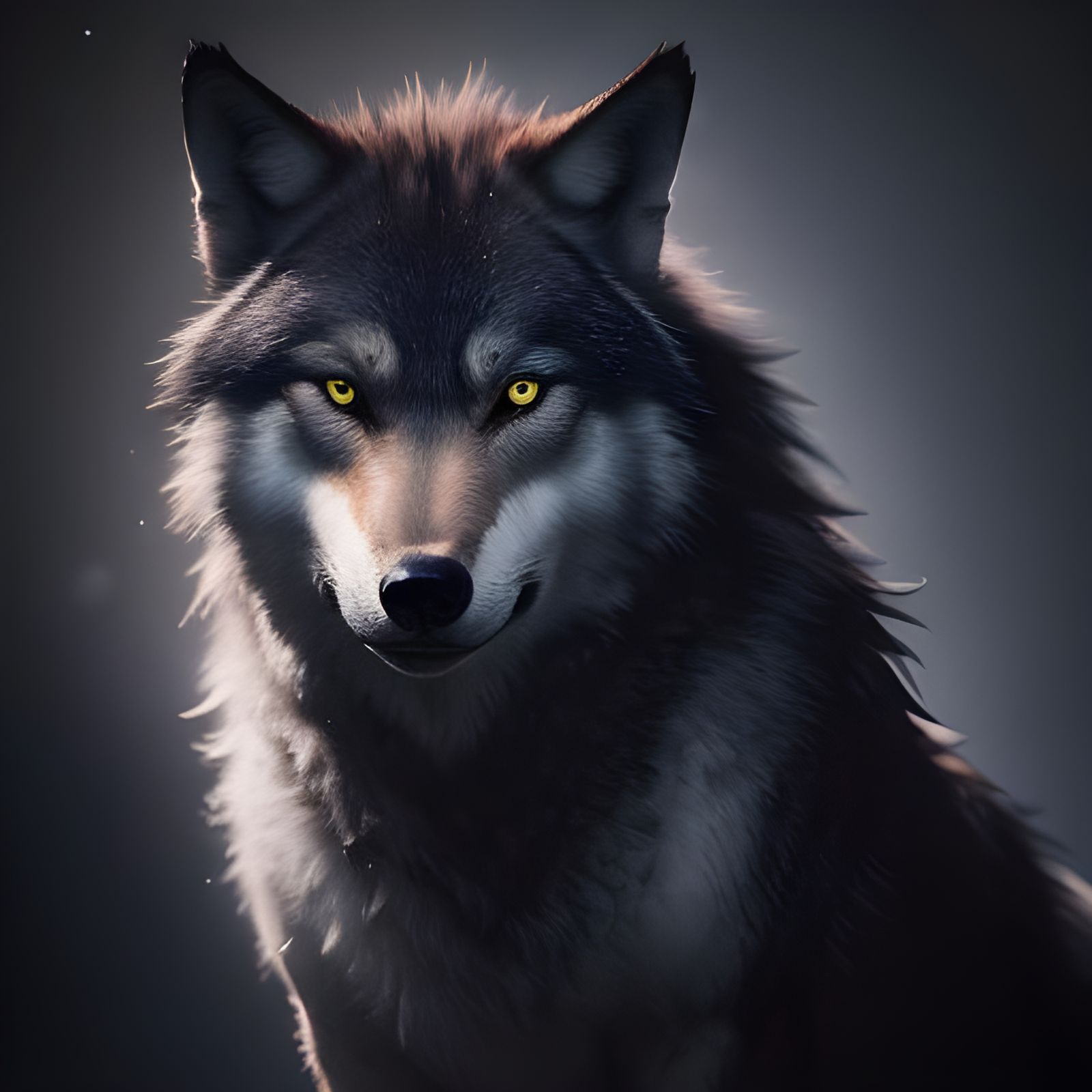 Gothic Wolf Under Bioluminescent Aurora