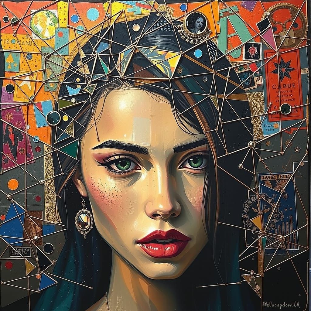 Vibrant Geometric Mirrorscape with Infinite Reflections