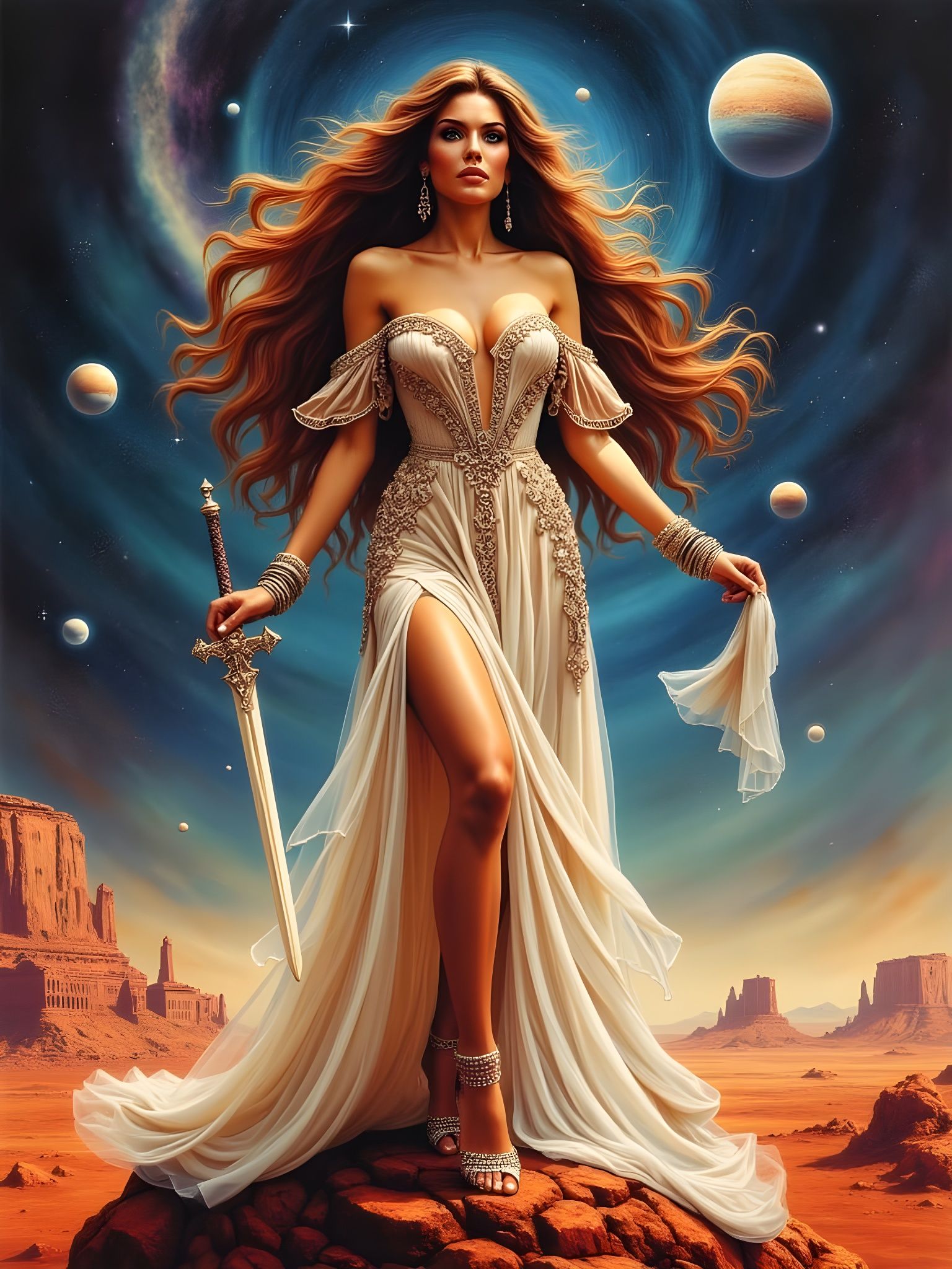 Regal Space Queen of Mars in a Soft Natural Portrait