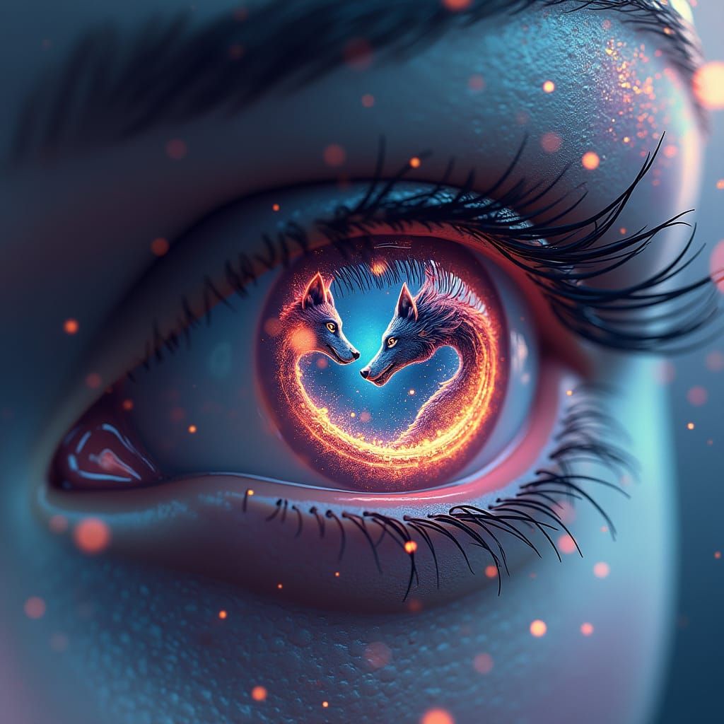 Wolf Dragon Yin Yang Galaxy Reflection