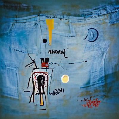 Moon in Basquiat-Inspired Graffiti Art Style
