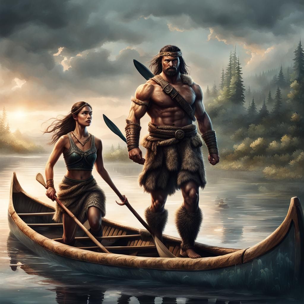 Barbarian and Woman's Bond in Adversity: Cinematic Poster