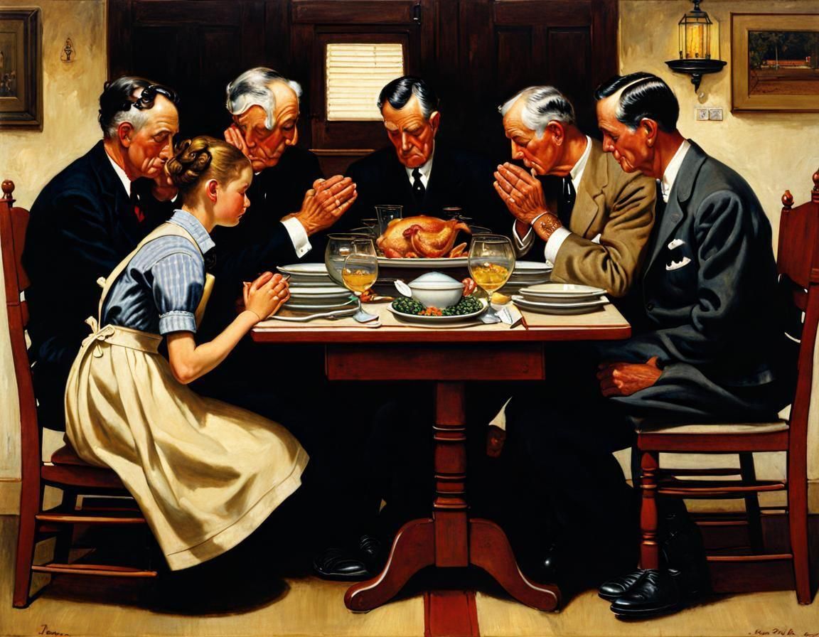 Roasted Chicken in Norman Rockwell Style