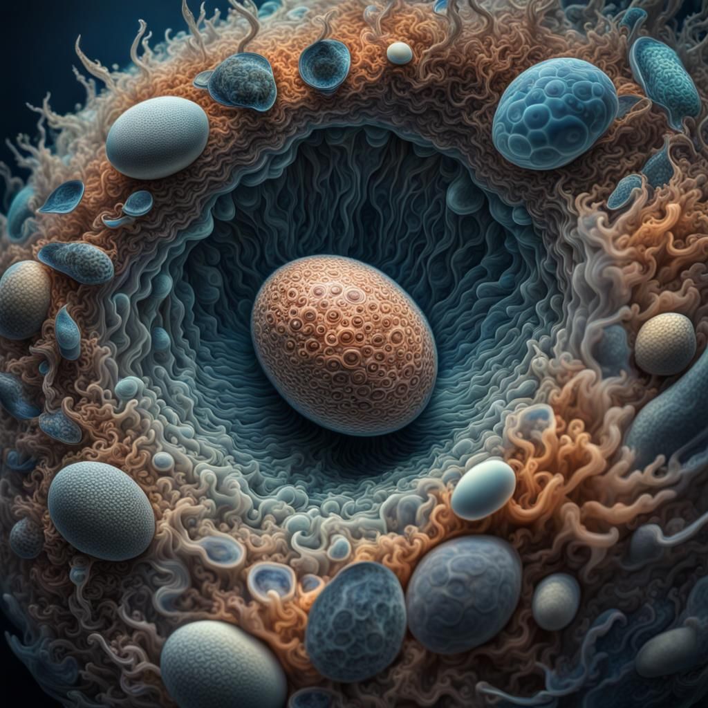 Hyperrealistic Ocean Ovum with Viral Load