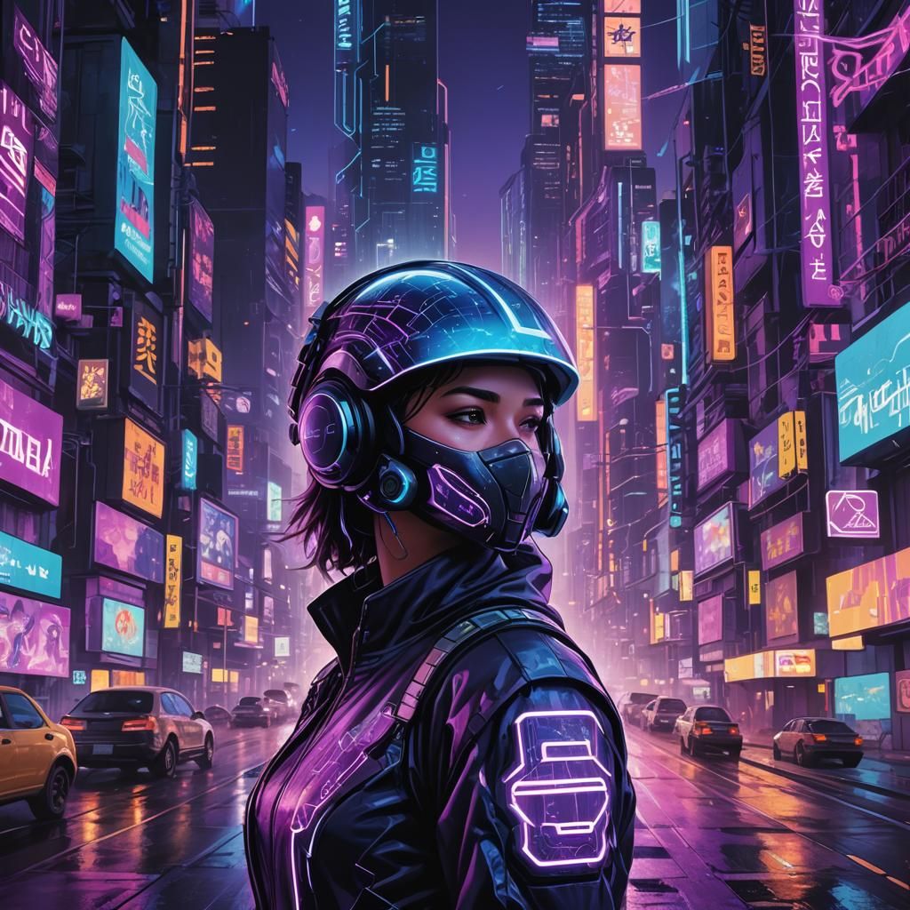 Cyberpunk Album Cover: Neon Dreams in Electric City