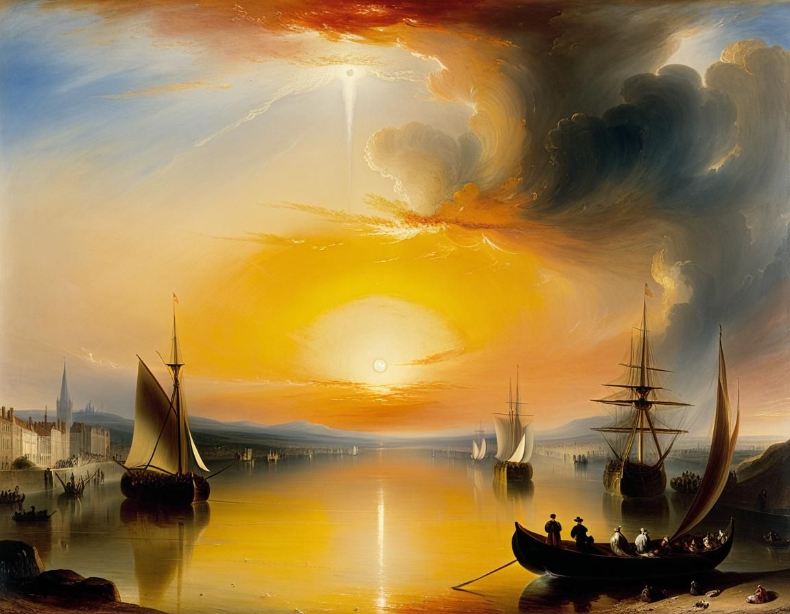 Romantic Sunset Landscape Painting