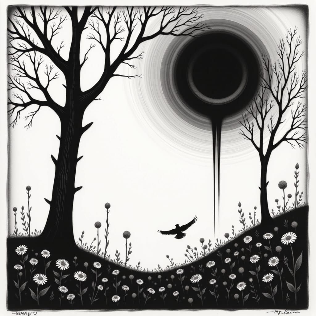 Minimalist Portrait with Bold Lines and Expressive Eyes