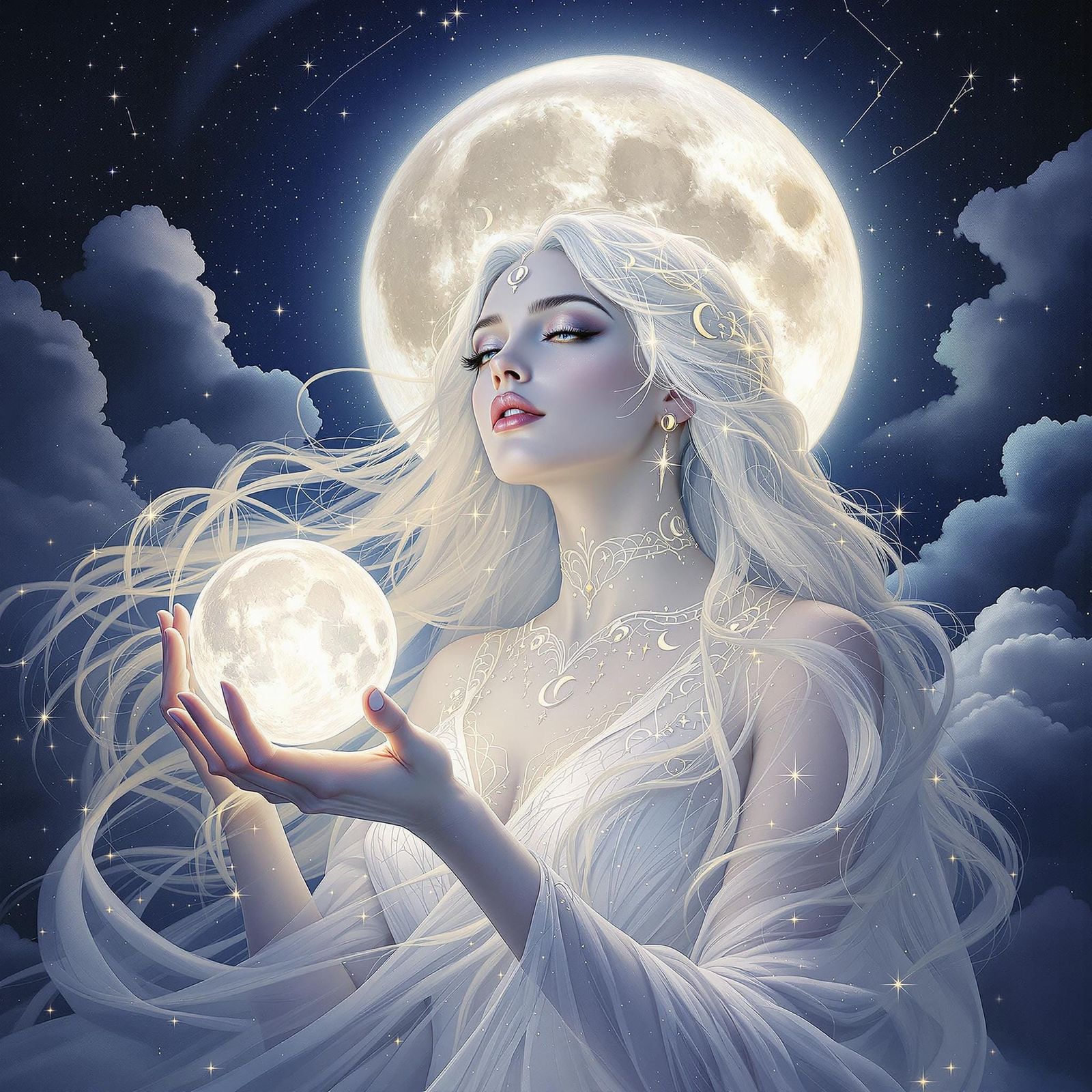 Goddess of the Moon Radiates Celestial Beauty