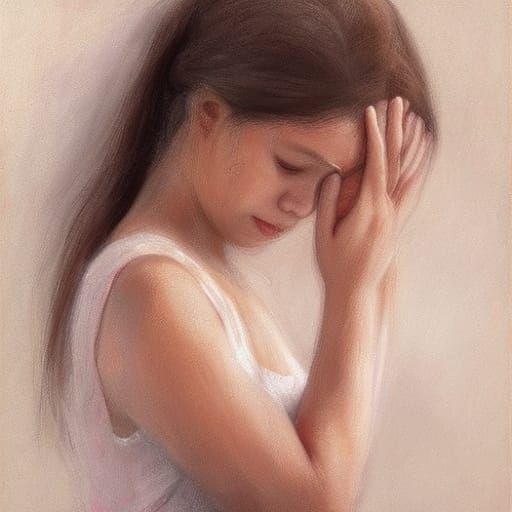 Pretty Girl Crying: Hyperdetailed Portrait
