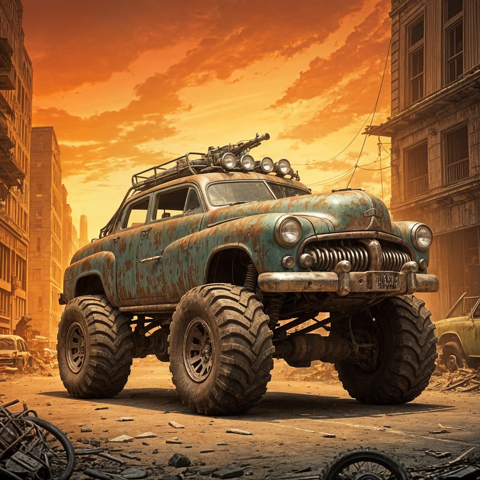 Post-Apocalyptic 1950 Mercury Eight Digital Illustration