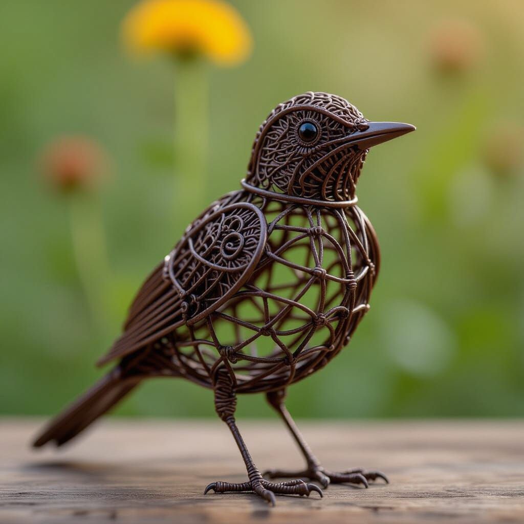 Iron Wire Bird Sculpture