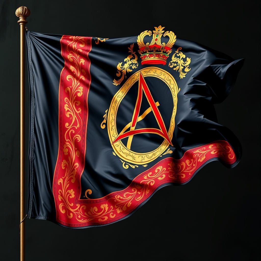 Elegant Anarcho Monarchism Flag in 18th-Century Art Style