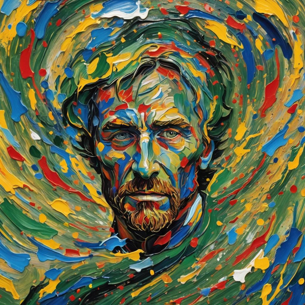 Abstract Expressionism: Blurred Figure in Swirling Colors