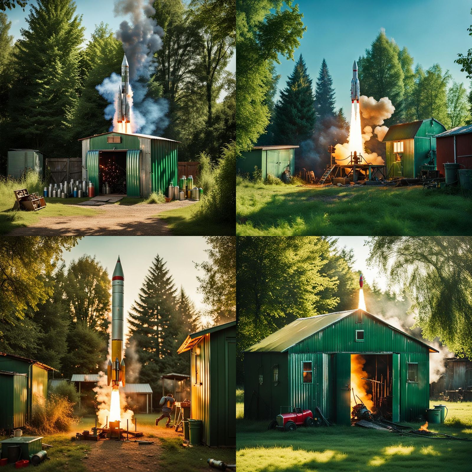 Homemade Rocket Launches from Backyard Shed