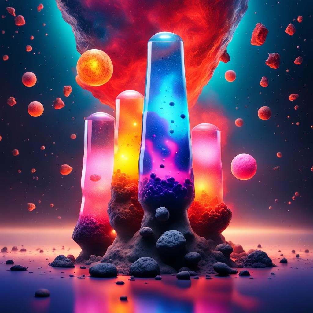 Cosmic Lava Lamps in Hyperrealistic Style