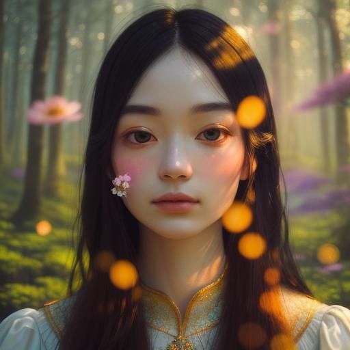 Mystical Forest Portrait in Klimt Style