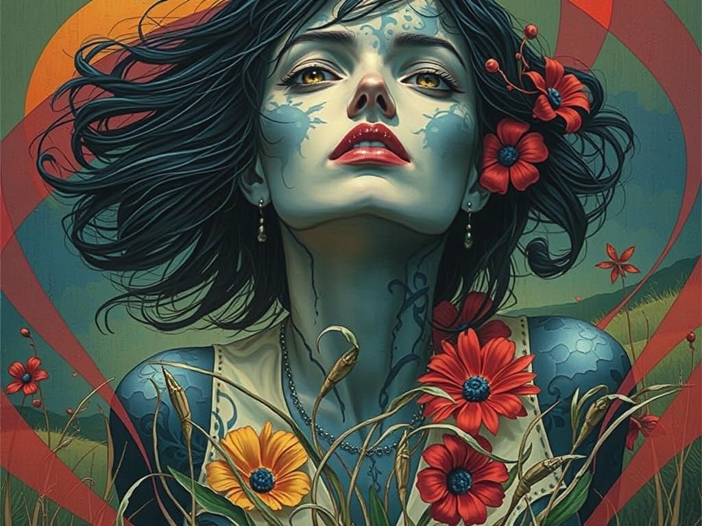 Fantasy Meadow Sunrise With Ethereal Dancer