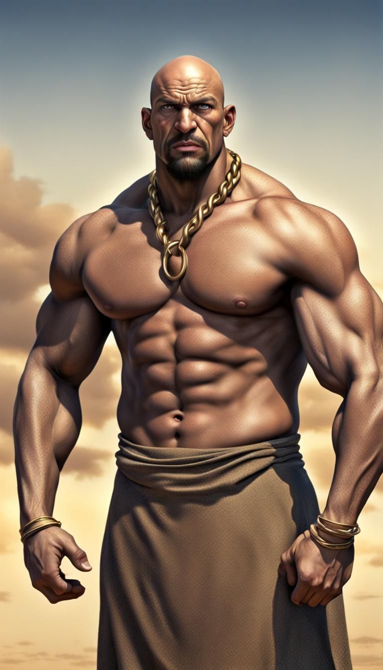 Menacing Bald Thug with Crooked Nose in Desert