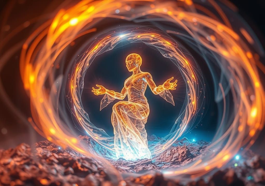 Arcane Plasma Phantom in Ethereal Cyberpunk Dance