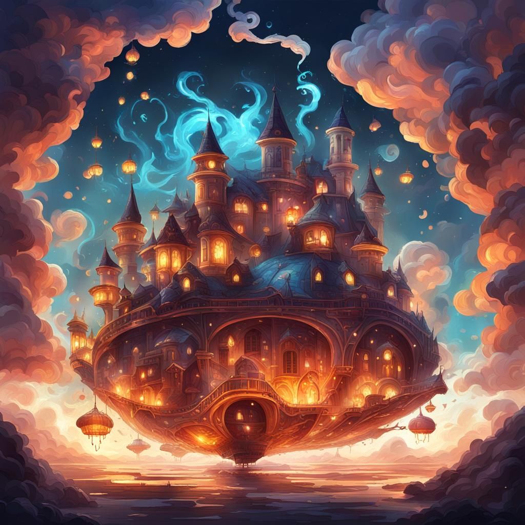 Dreamy Floating City in the Sky