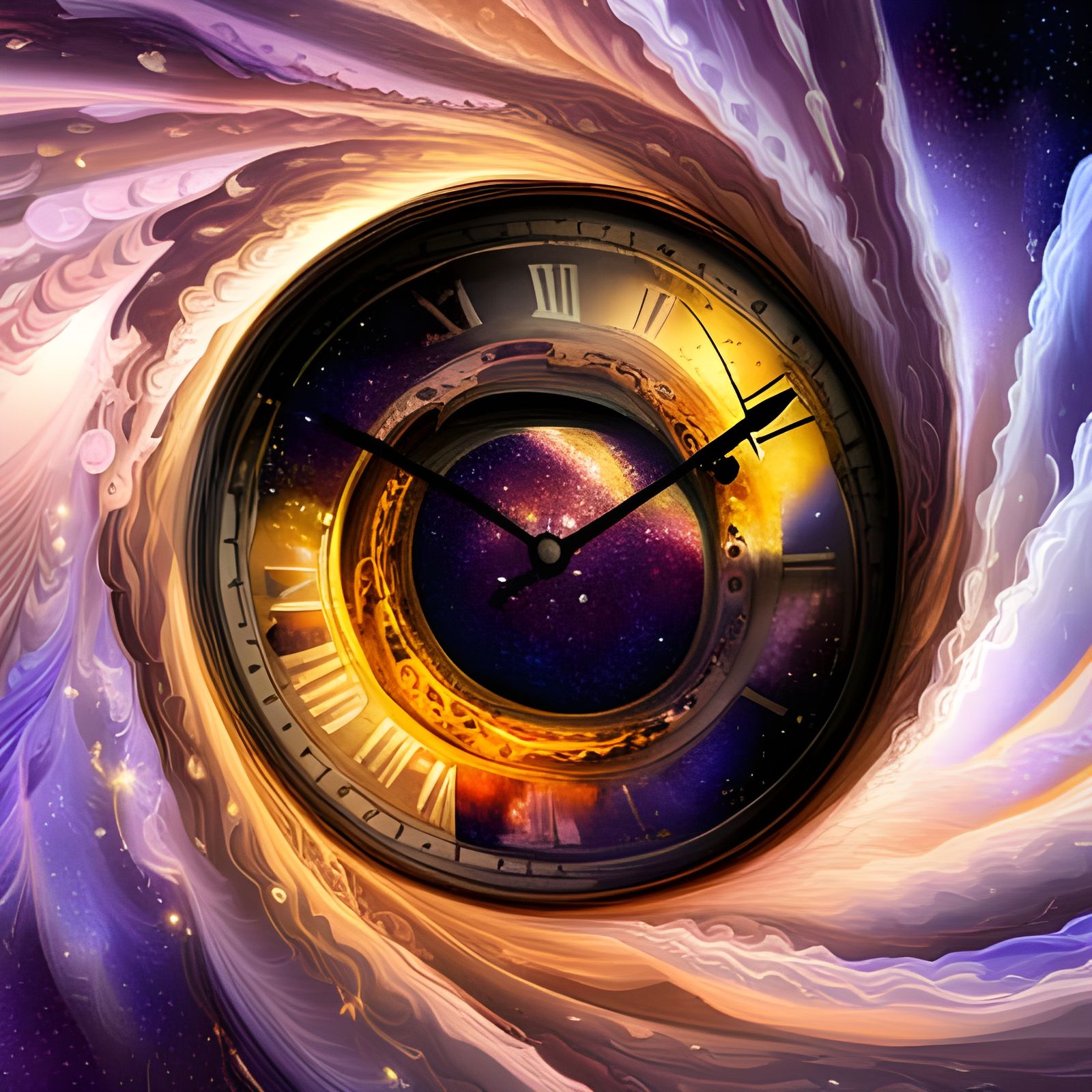 Cosmic Galaxy Clock in Geometric Abstract Art