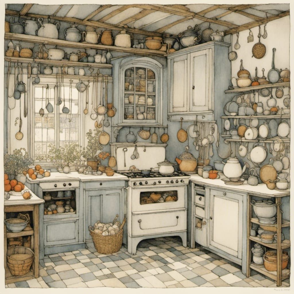 Intricate Kitchen Scene in Enchanted Style