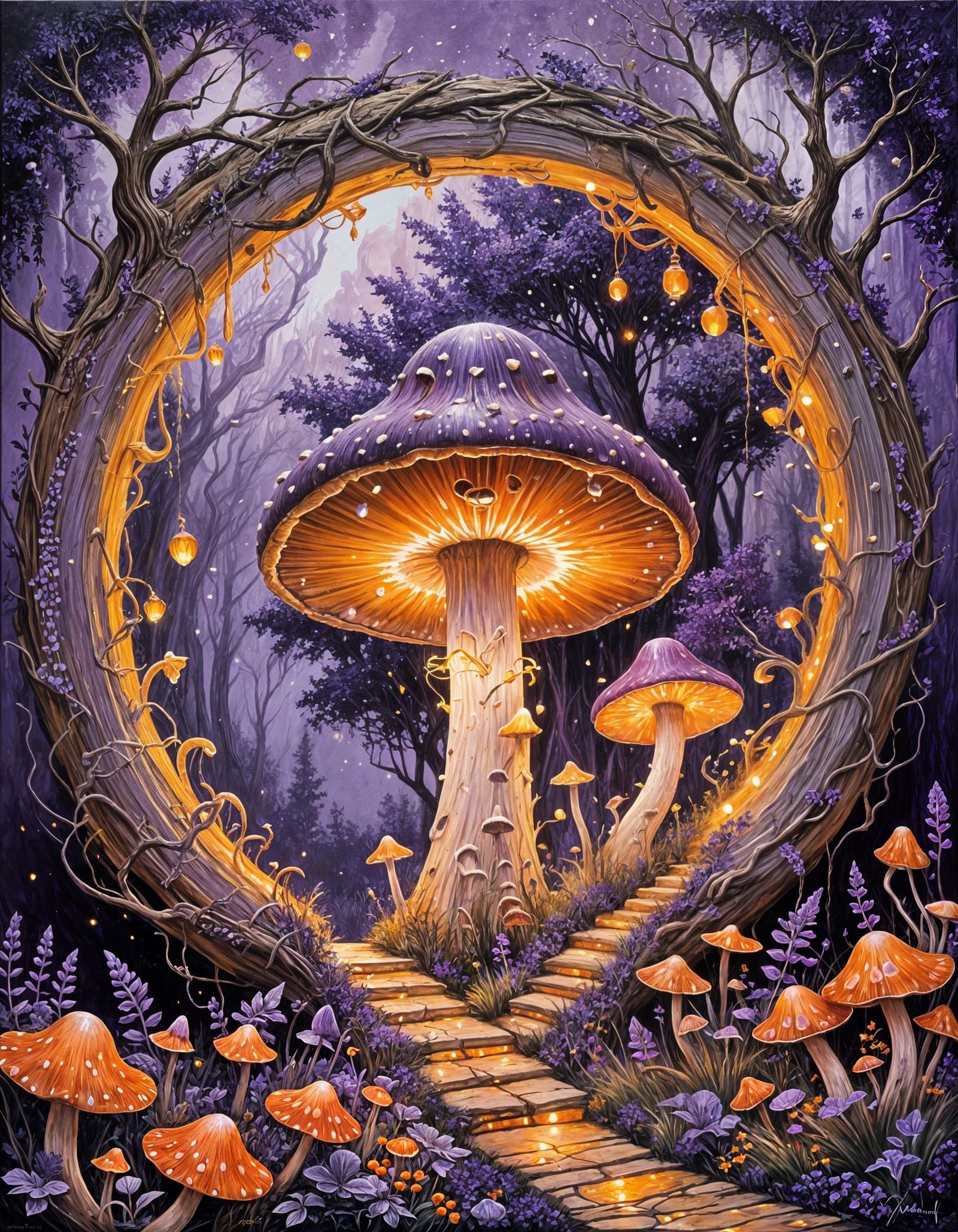 Ethereal Portal in Vibrant Purple and Orange
