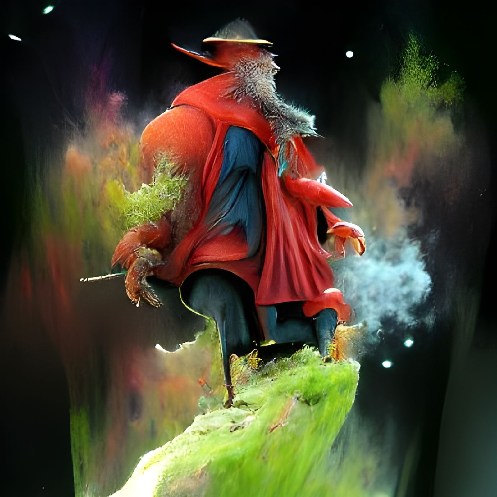 Hobgoblin Wizard in Red Overcoat: Fantasy Art