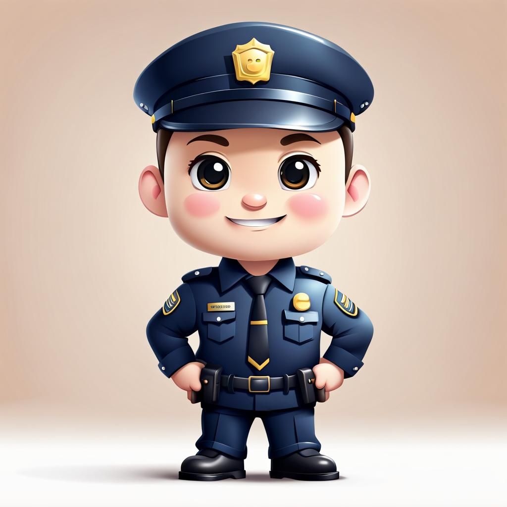 Chibi Security Guard in 3D Vector Art Style
