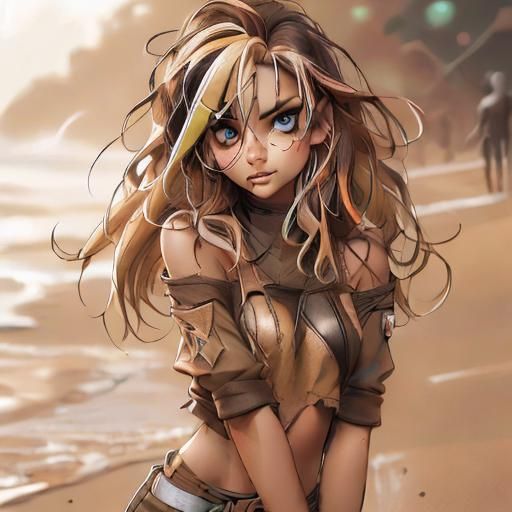 Rogue Portrait with Two-Toned Hair in Sepia Tones