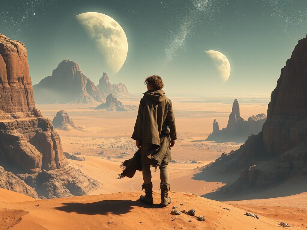 Wanderer on Alien Planet: Hyperrealistic Digital Art