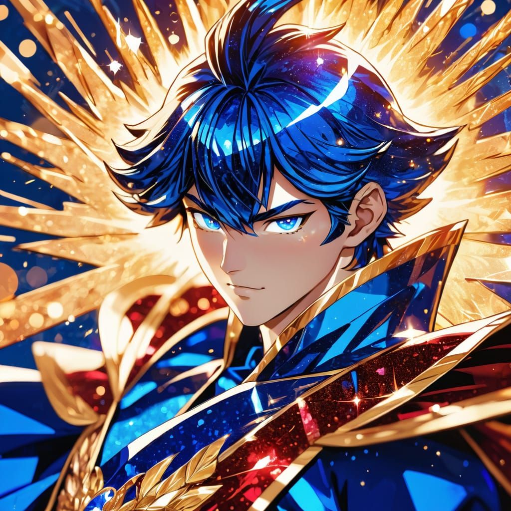 Electric Blue Talisman in Maximalist Manhwa Style