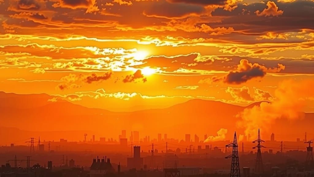 Apocalyptic Cityscape Sunset in Street Art Style